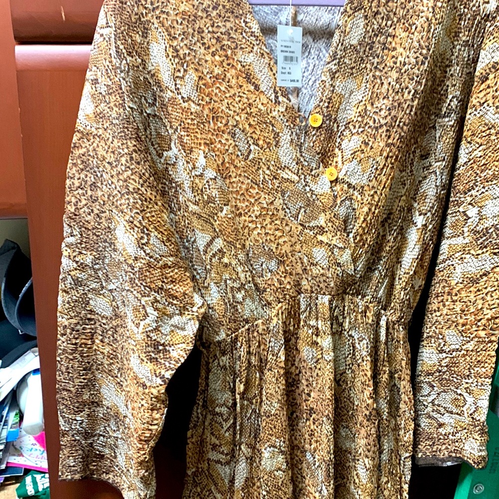 New nanushka dress leopard midi crepe and pleated